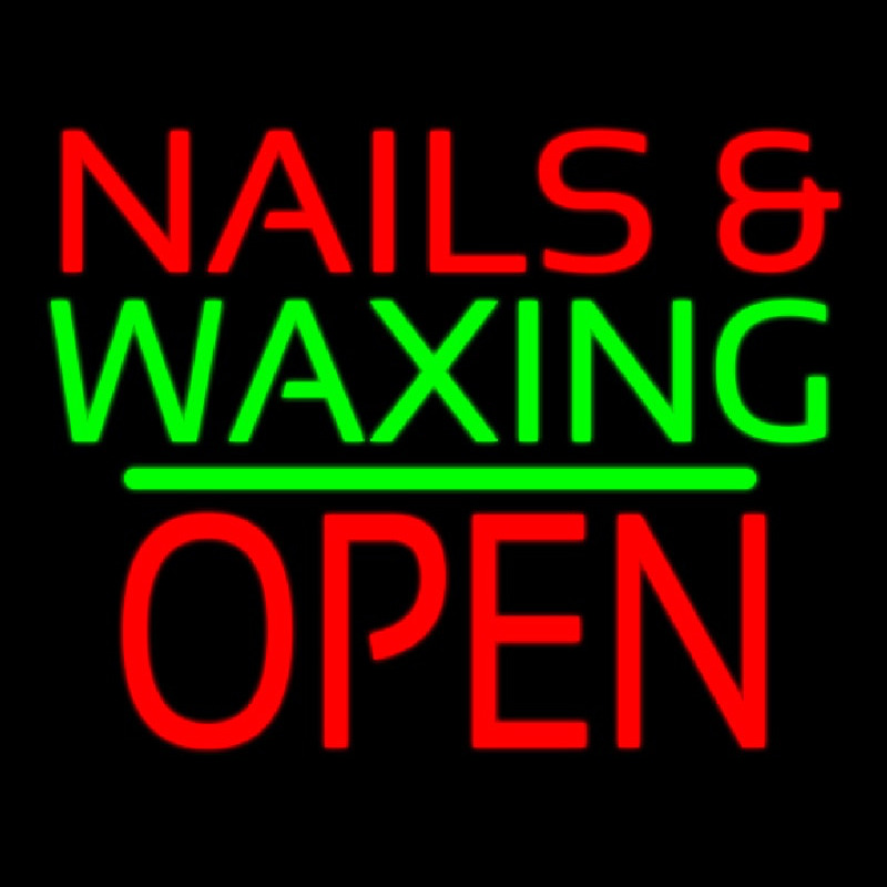 Nails And Wa ing Block Open Green Line Neonskylt
