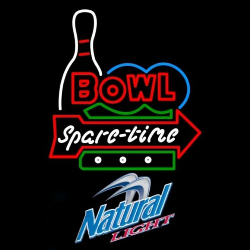 Natural Light Bowling Spare Time Beer Sign Neonskylt
