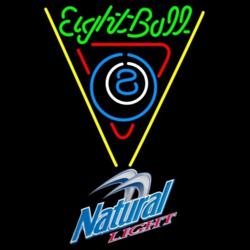 Natural Light Eightball Billiards Pool Beer Sign Neonskylt
