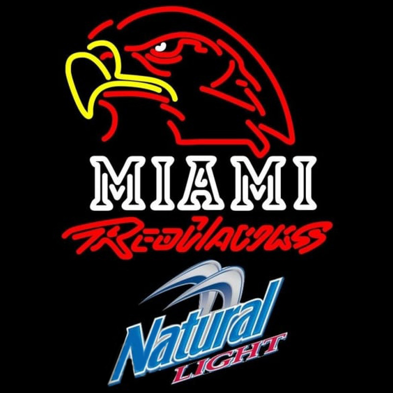 Natural Light Miami University Redhawks Beer Sign Neonskylt