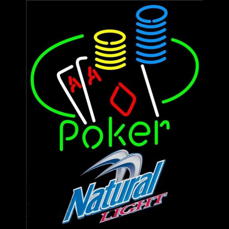 Natural Light Poker Ace Coin Table Beer Sign Neonskylt