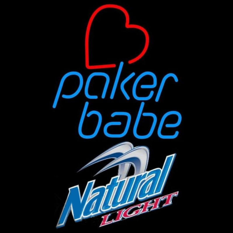 Natural Light Poker Girl Heart Babe Beer Sign Neonskylt