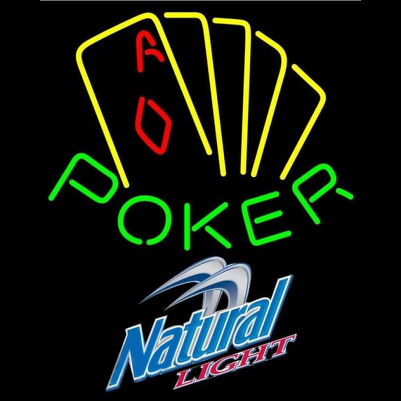 Natural Light Poker Yellow Beer Sign Neonskylt