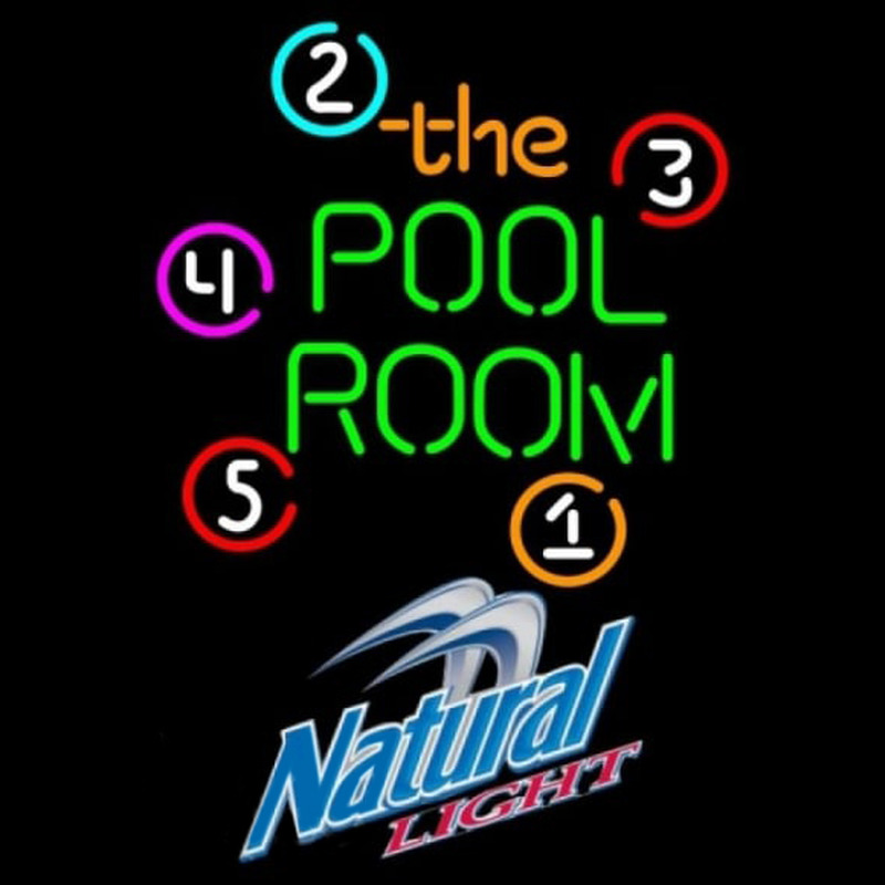 Natural Light Pool Room Billiards Beer Sign Neonskylt