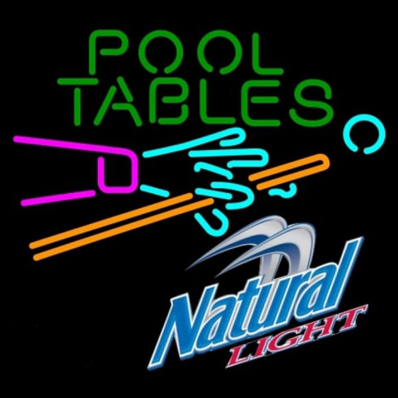 Natural Light Pool Tables Billiards Beer Sign Neonskylt