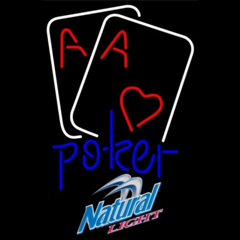 Natural Light Purple Lettering Red Heart White Cards Poker Beer Sign Neonskylt