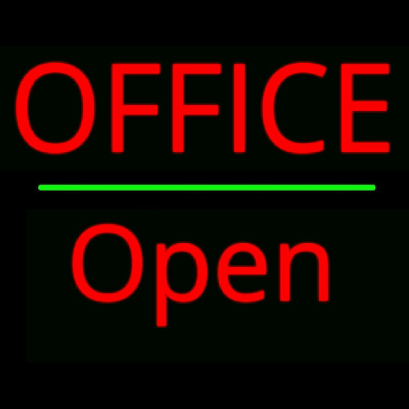 Office Open Green Line Neonskylt