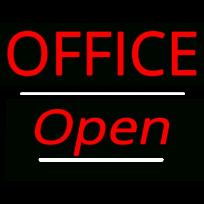 Office Open White Line Neonskylt