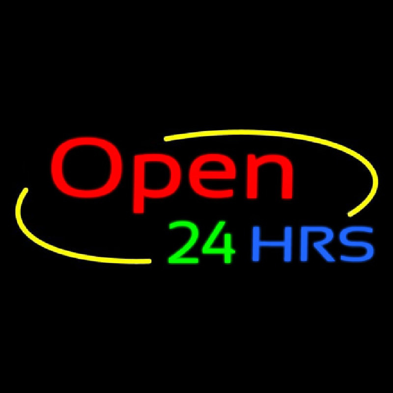 Open 24 Hrs Neonskylt