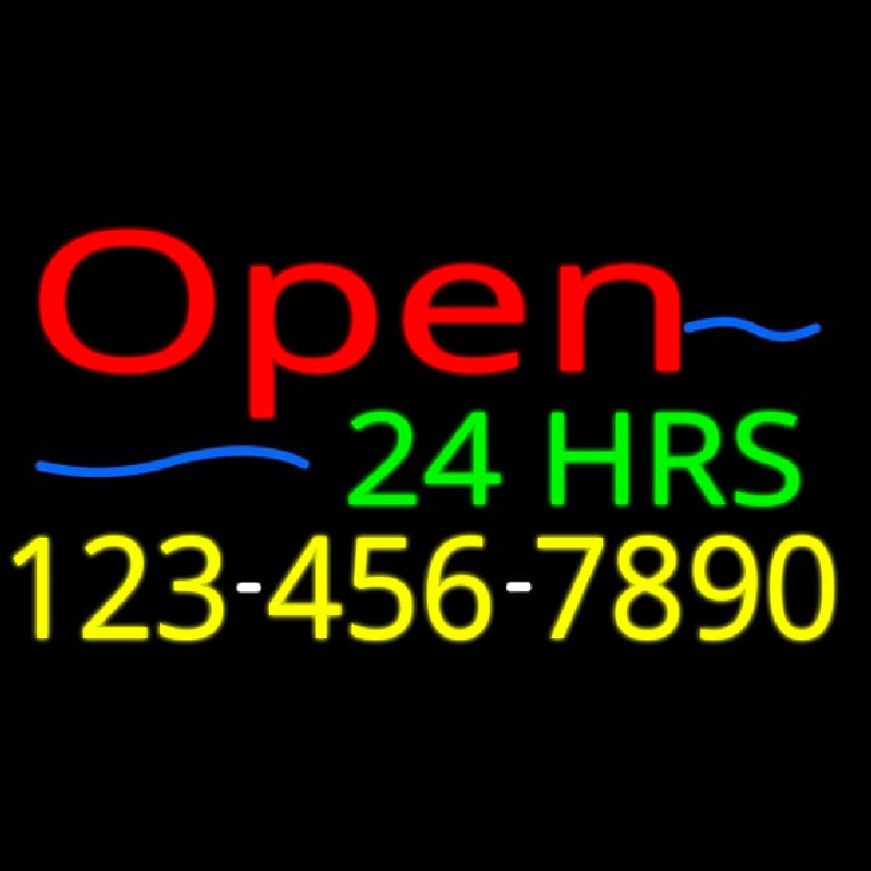 Open 24 Hrs Neonskylt