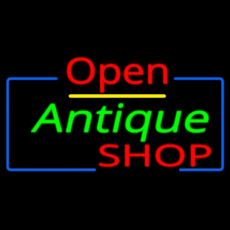 Open Antiques Shop Neonskylt