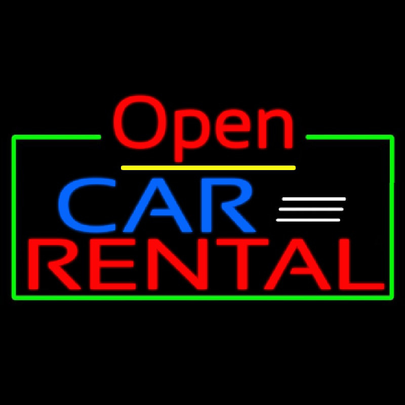 Open Car Rental Neonskylt