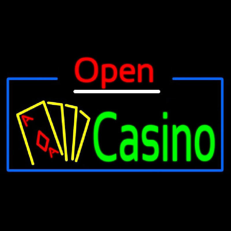 Open Casino With Cards Neonskylt