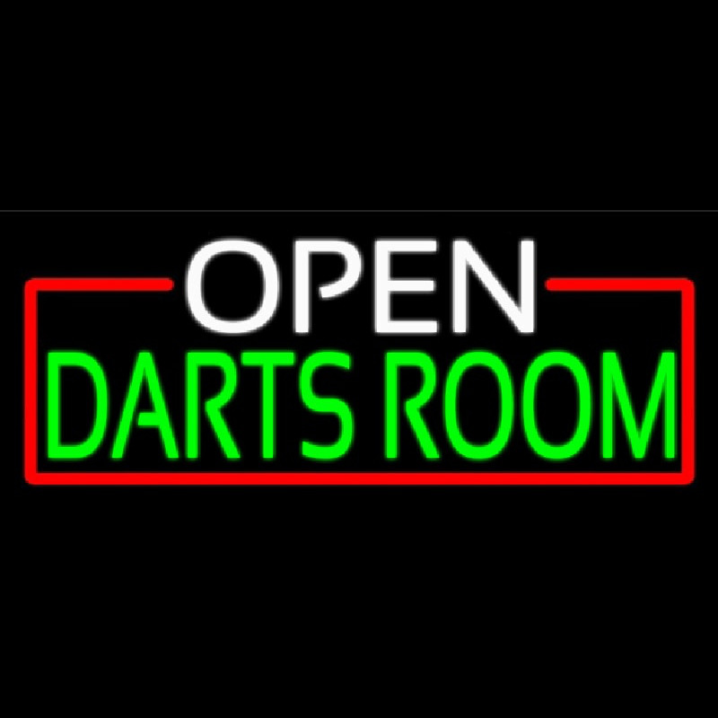 Open Darts Room With Red Border Neonskylt