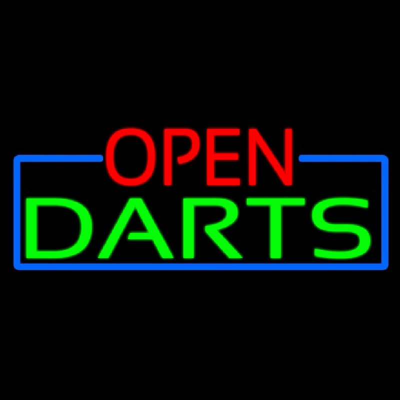 Open Darts With Blue Border Neonskylt