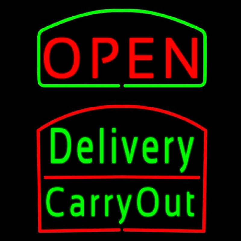 Open Delivery Carry Out Neonskylt