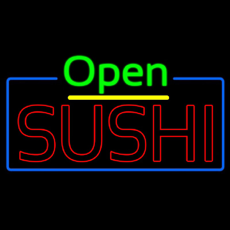 Open Double Stroke Green Sushi Neonskylt