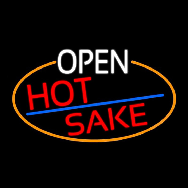 Open Hot Sake Oval With Orange Border Neonskylt