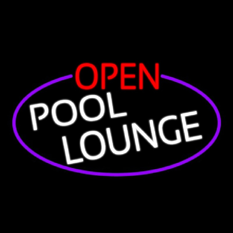 Open Pool Lounge Oval With Purple Border Neonskylt