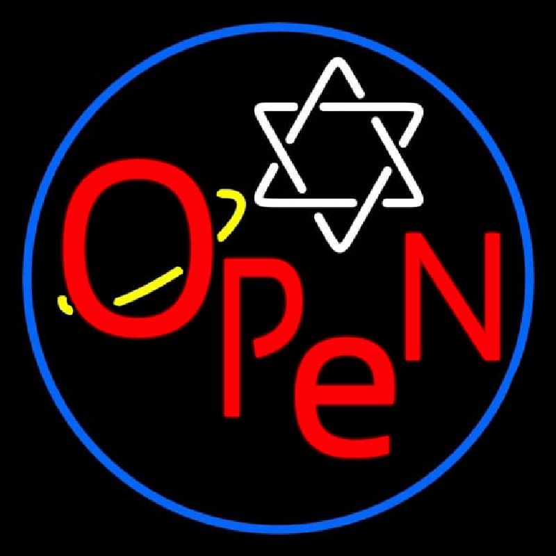 Open Psychic Blue Border Neonskylt