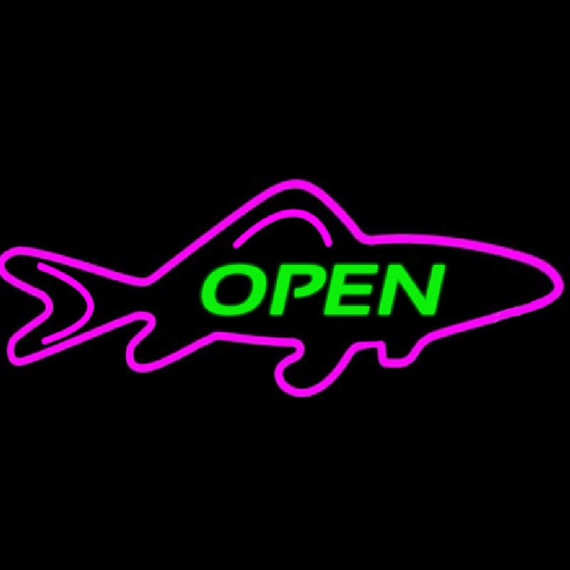 Open Purple Finned Fish Neonskylt