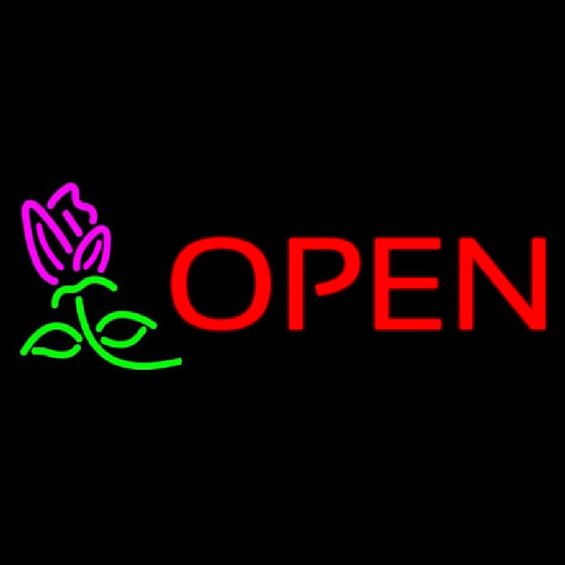 Open Rose Neonskylt