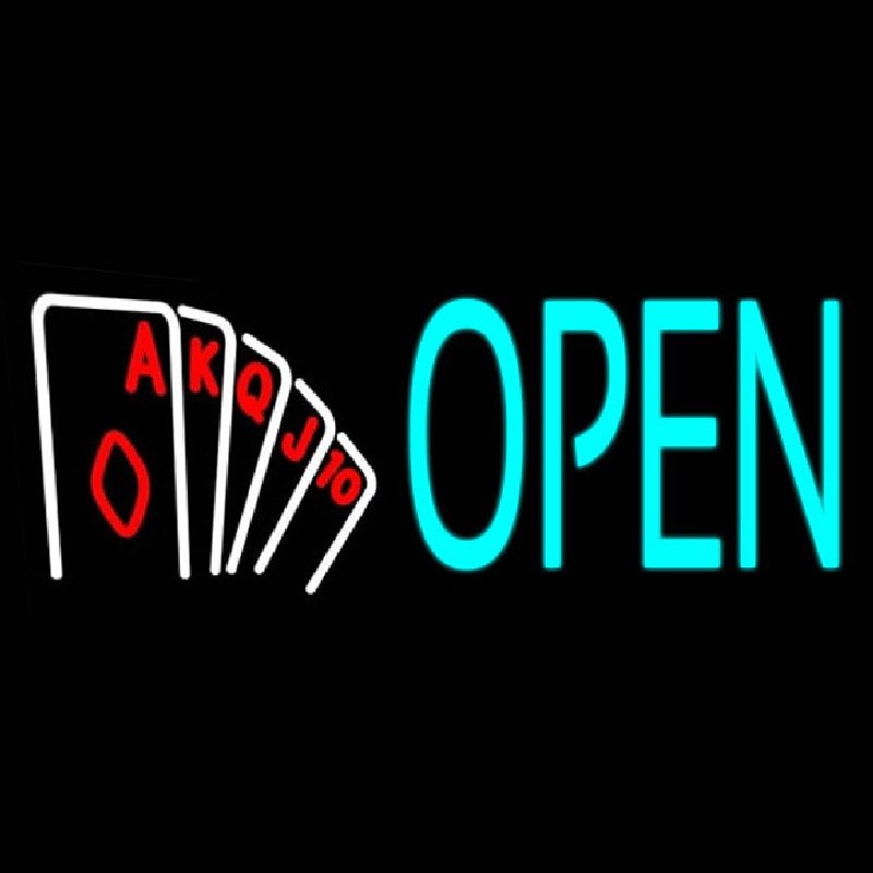 Open Royal Flush Poker Neonskylt