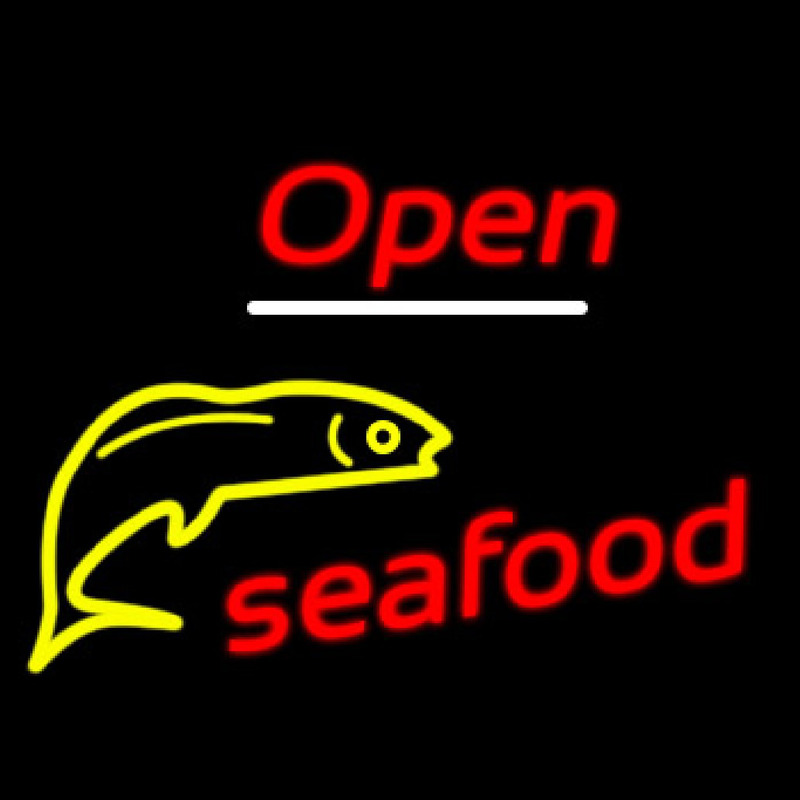 Open Seafood Logo Neonskylt