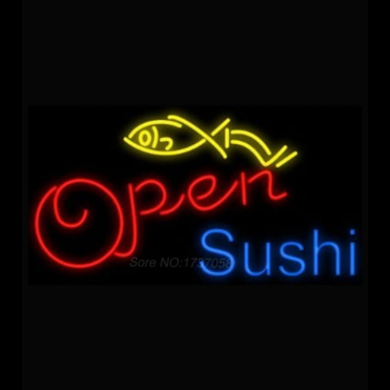Open Sushi Fish Neonskylt