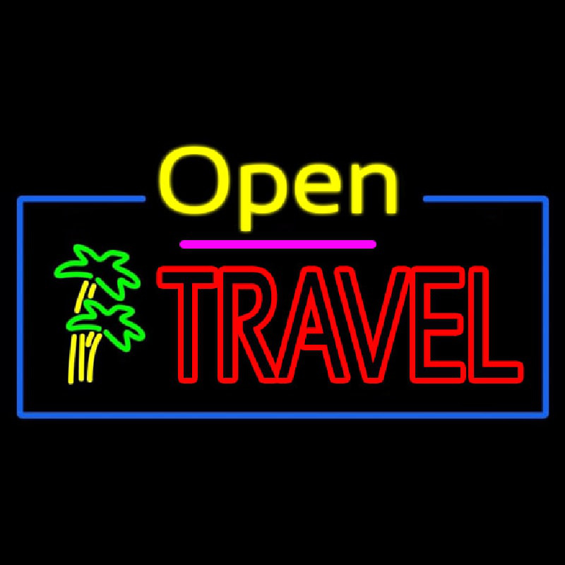 Open Travel Neonskylt