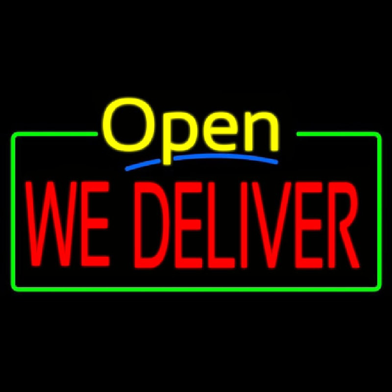 Open We Deliver Neonskylt