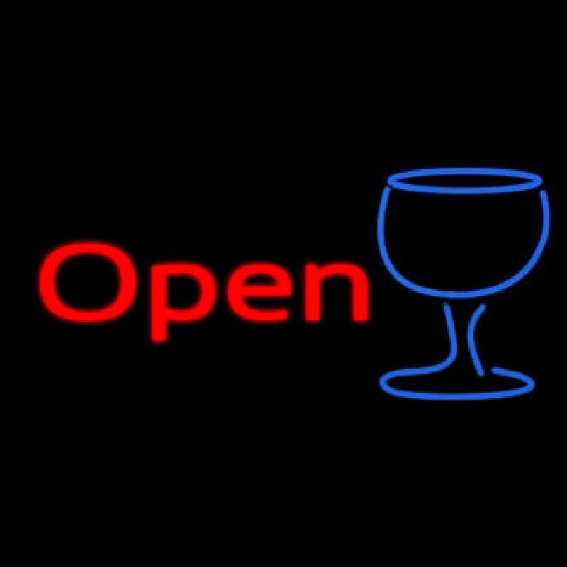 Open Wine Glass Neonskylt
