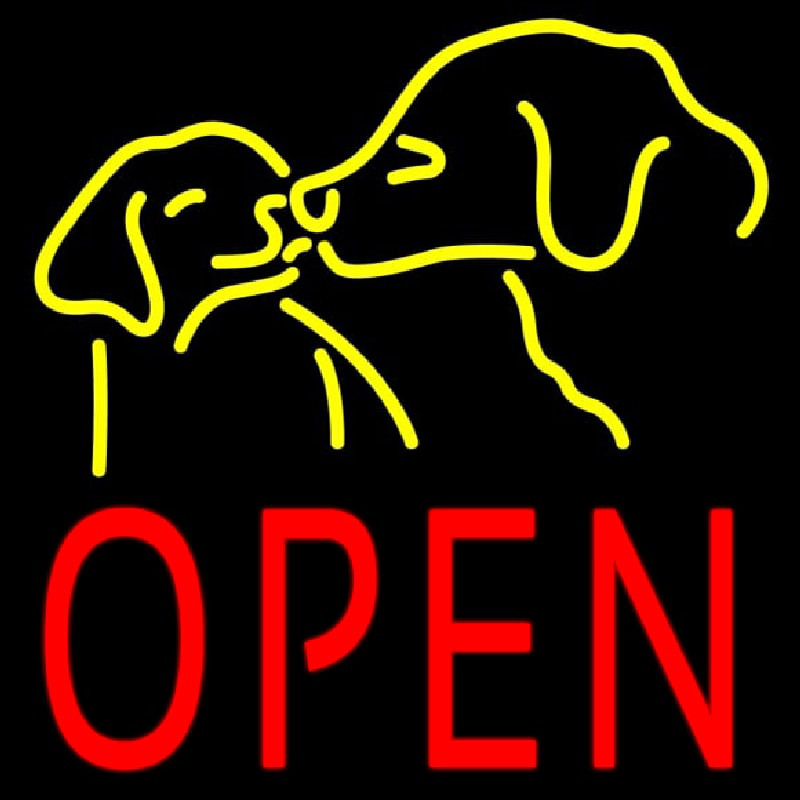 Open With Dogs Neonskylt