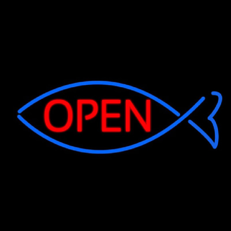 Open With Fish Neonskylt