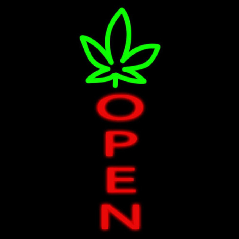 Open With Leaf Logo Neonskylt