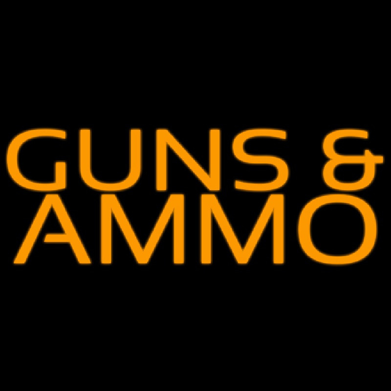 Orange Guns And Ammo Neonskylt