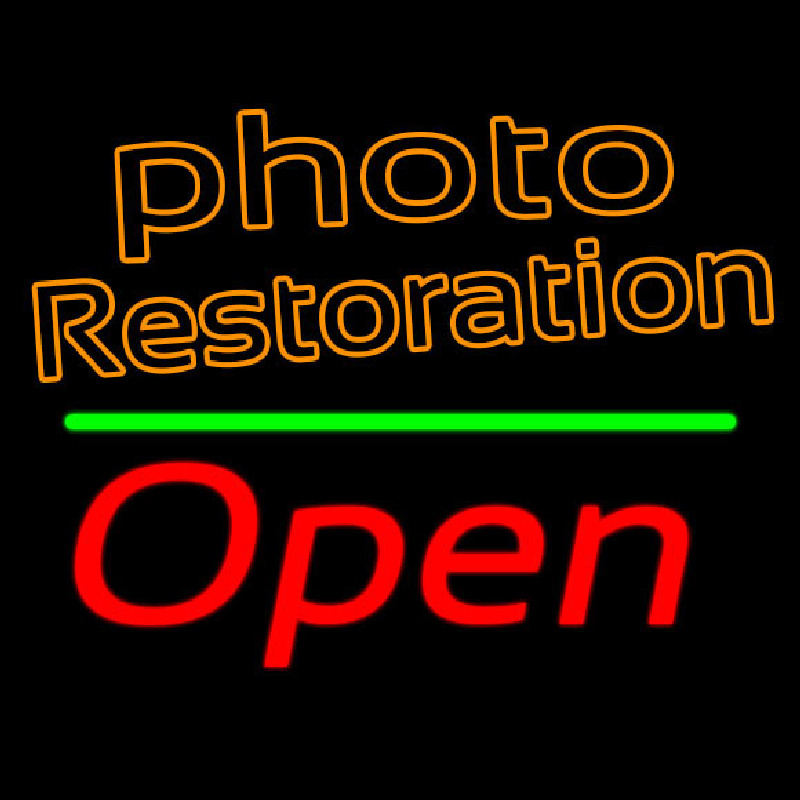 Orange Photo Restoration With Open 2 Neonskylt