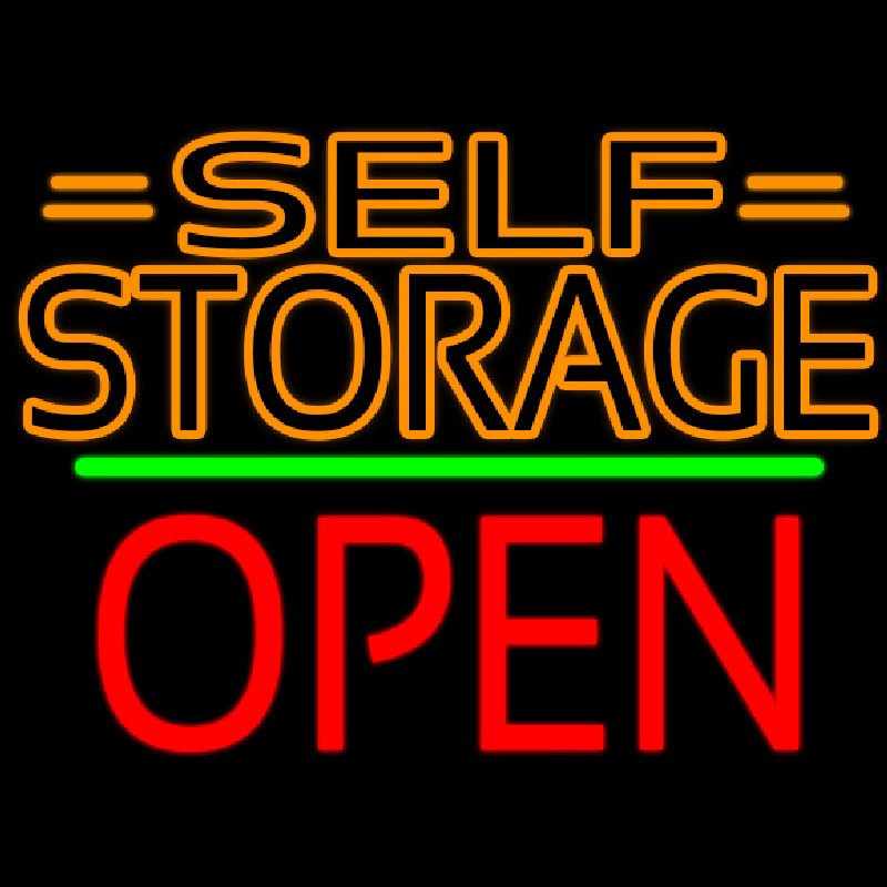 Orange Self Storage Block With Open 1 Neonskylt