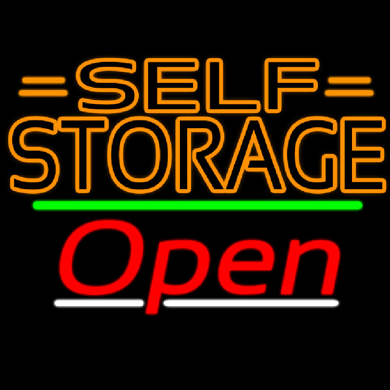 Orange Self Storage Block With Open 3 Neonskylt