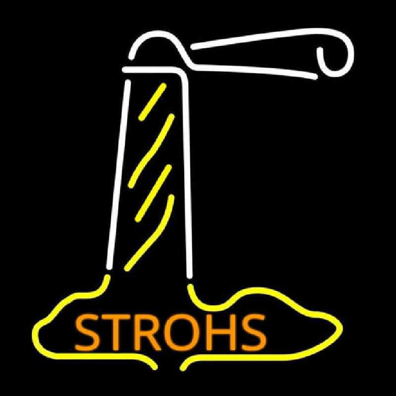 Orange Strohs Lighthouse Beer Sign Neonskylt