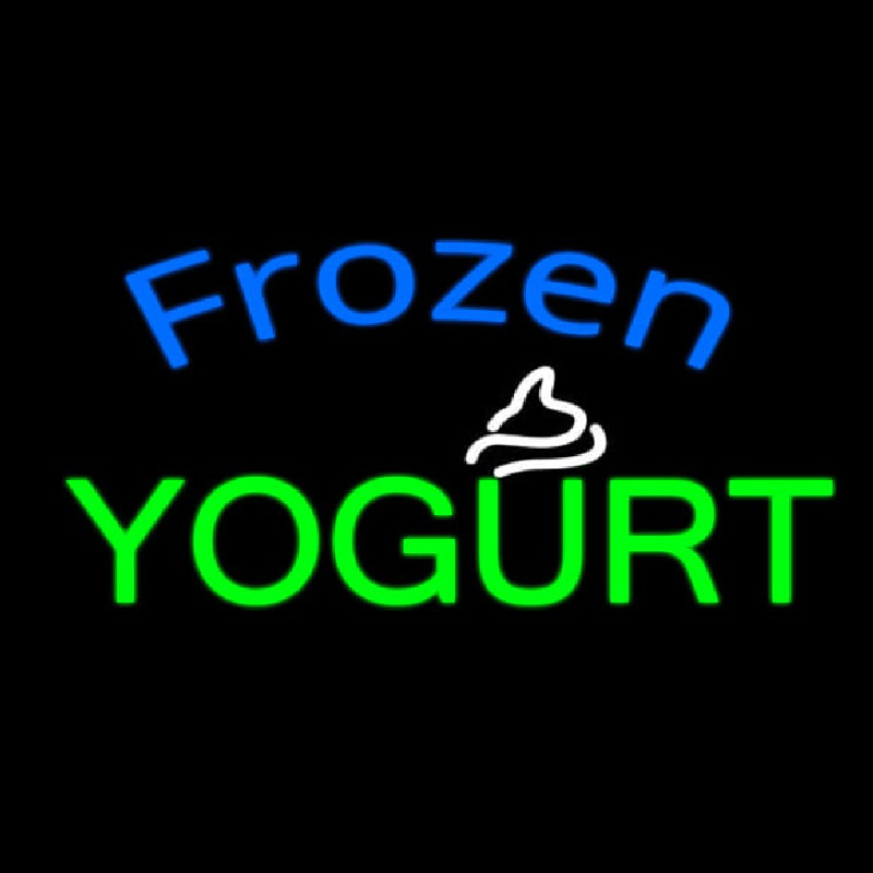 Oval Blue Green Frozen Yogurt Neonskylt