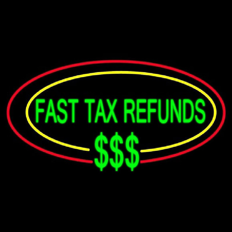 Oval Fast Ta  Refunds Neonskylt