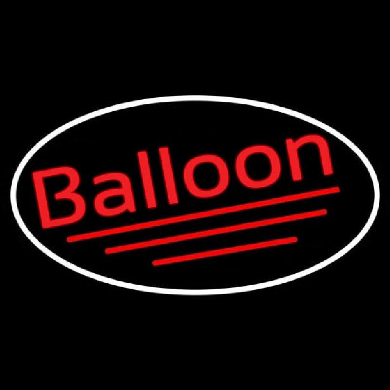 Oval Red Balloon Cursive Neonskylt