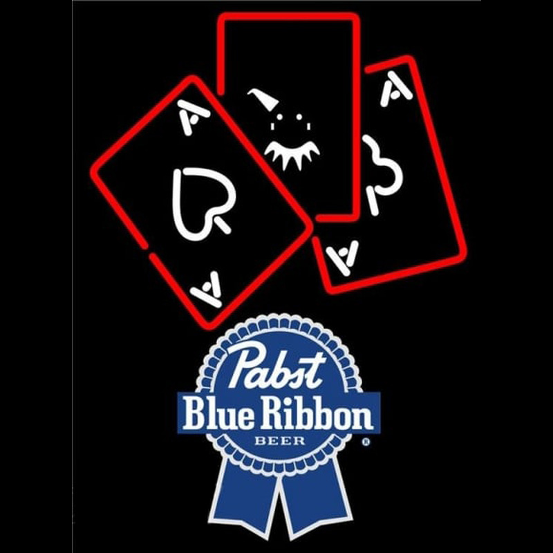 Pabst Blue Ribbon Ace And Poker Beer Sign Neonskylt