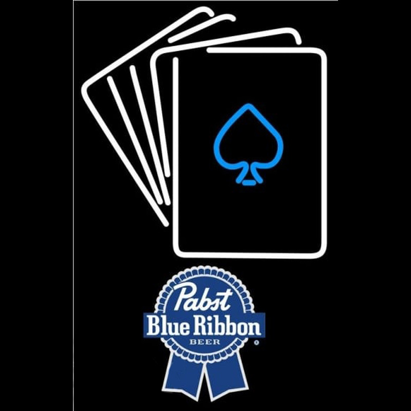 Pabst Blue Ribbon Cards Beer Sign Neonskylt