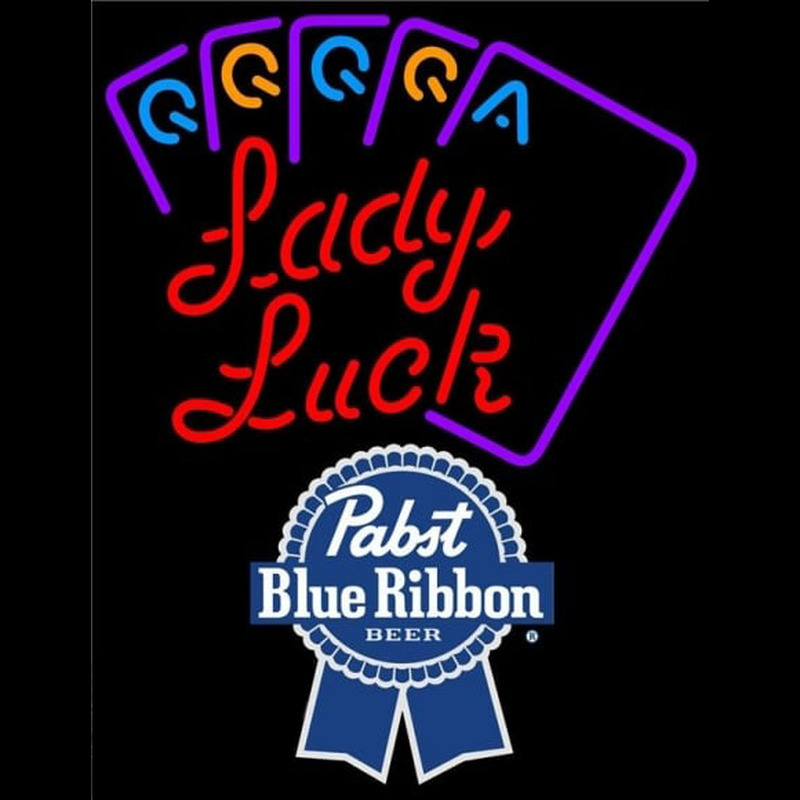 Pabst Blue Ribbon Lady Luck Series Beer Sign Neonskylt