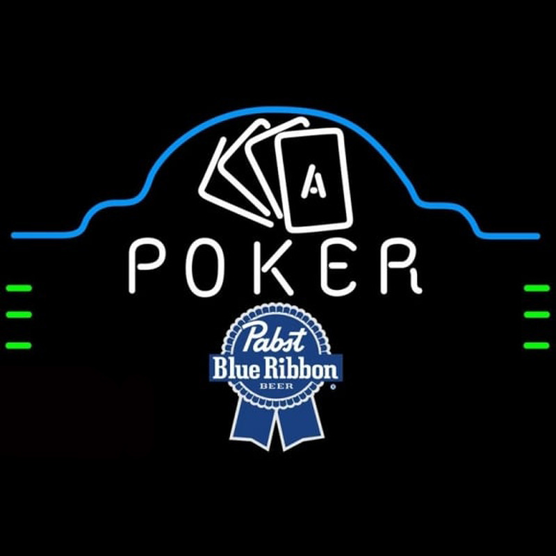 Pabst Blue Ribbon Poker Ace Cards Beer Sign Neonskylt