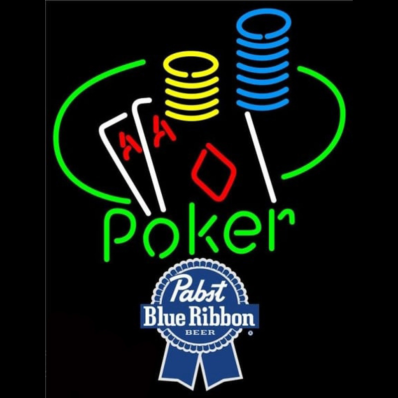 Pabst Blue Ribbon Poker Ace Coin Table Beer Sign Neonskylt