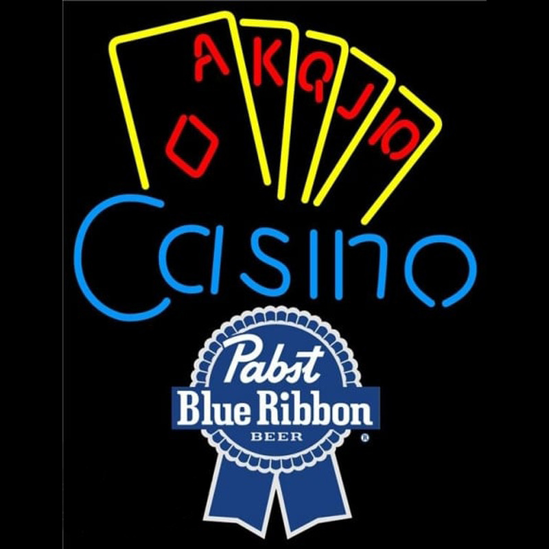 Pabst Blue Ribbon Poker Casino Ace Series Beer Sign Neonskylt