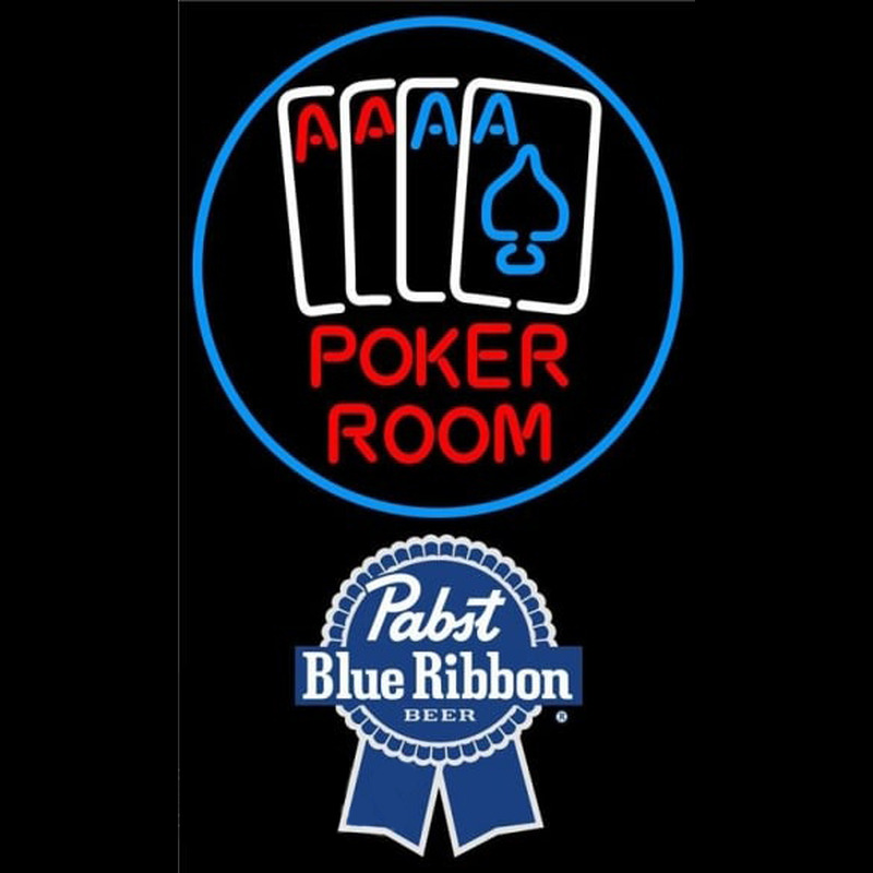 Pabst Blue Ribbon Poker Room Beer Sign Neonskylt